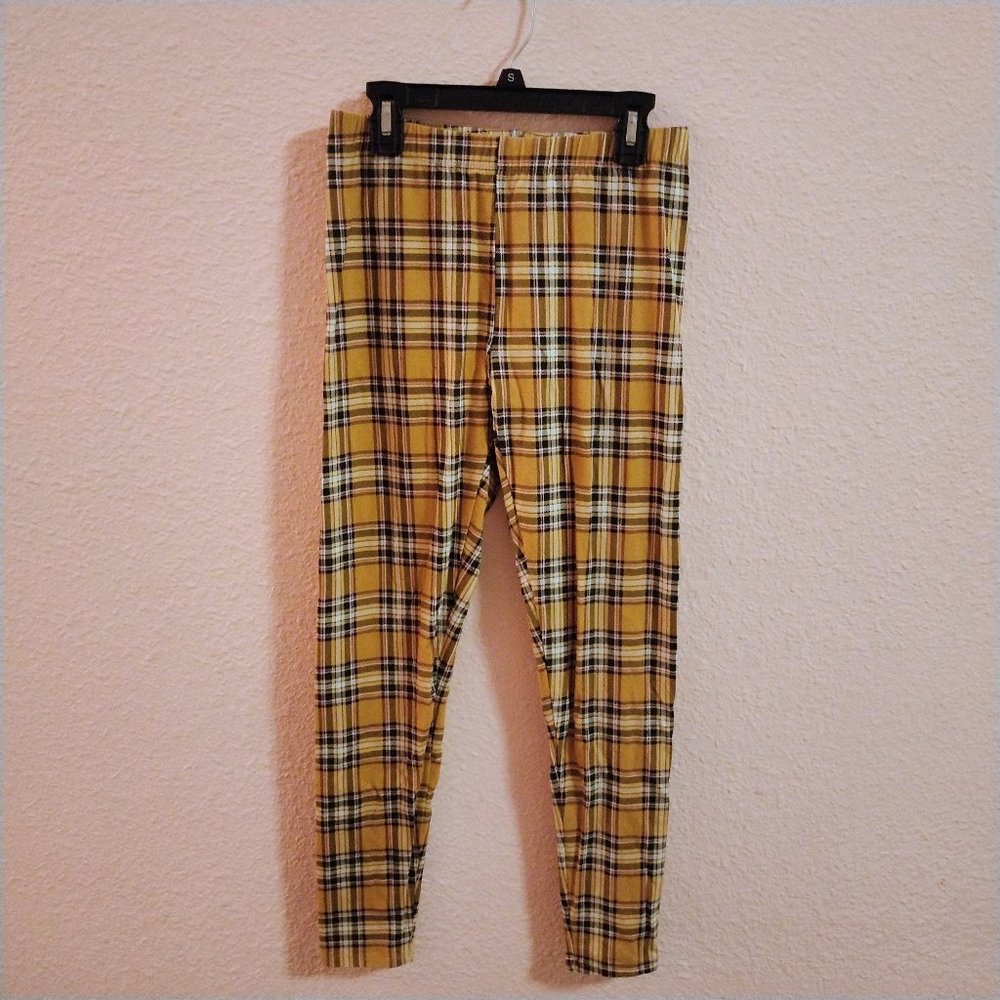 NOBO No Boundaries Yellow Plaid Leggings Pants Size S